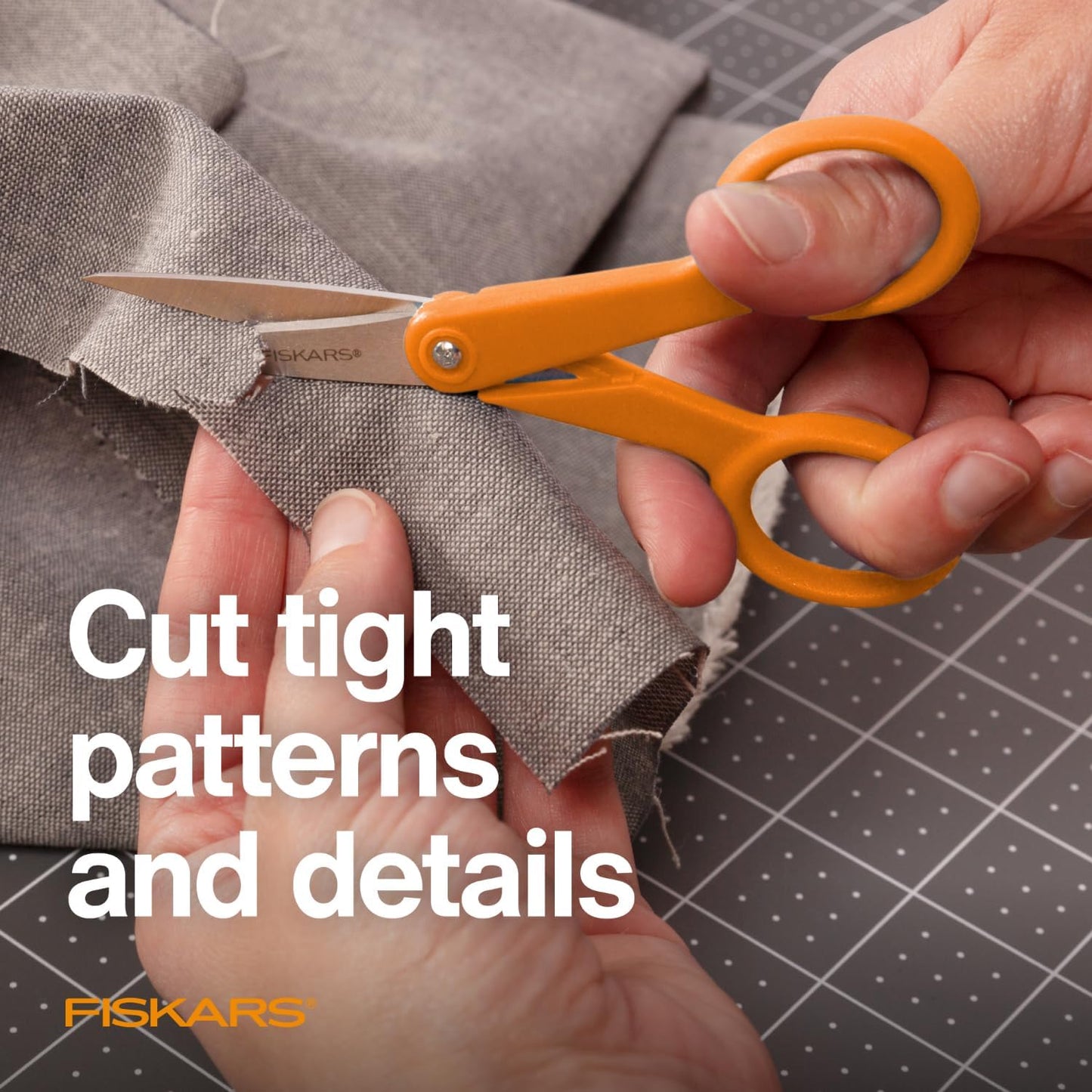 Premier No. 5 Micro-Tip Orange-Handled Fabric Scissors, Double Loop Handle, Sewing and Craft Scissors, Orange