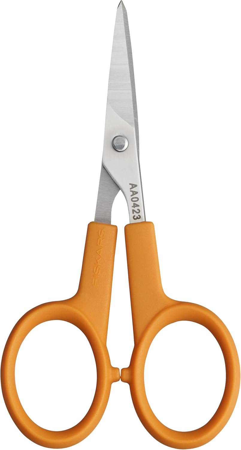Premier No. 5 Micro-Tip Orange-Handled Fabric Scissors, Double Loop Handle, Sewing and Craft Scissors, Orange