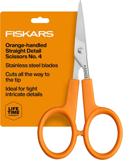 Premier No. 5 Micro-Tip Orange-Handled Fabric Scissors, Double Loop Handle, Sewing and Craft Scissors, Orange