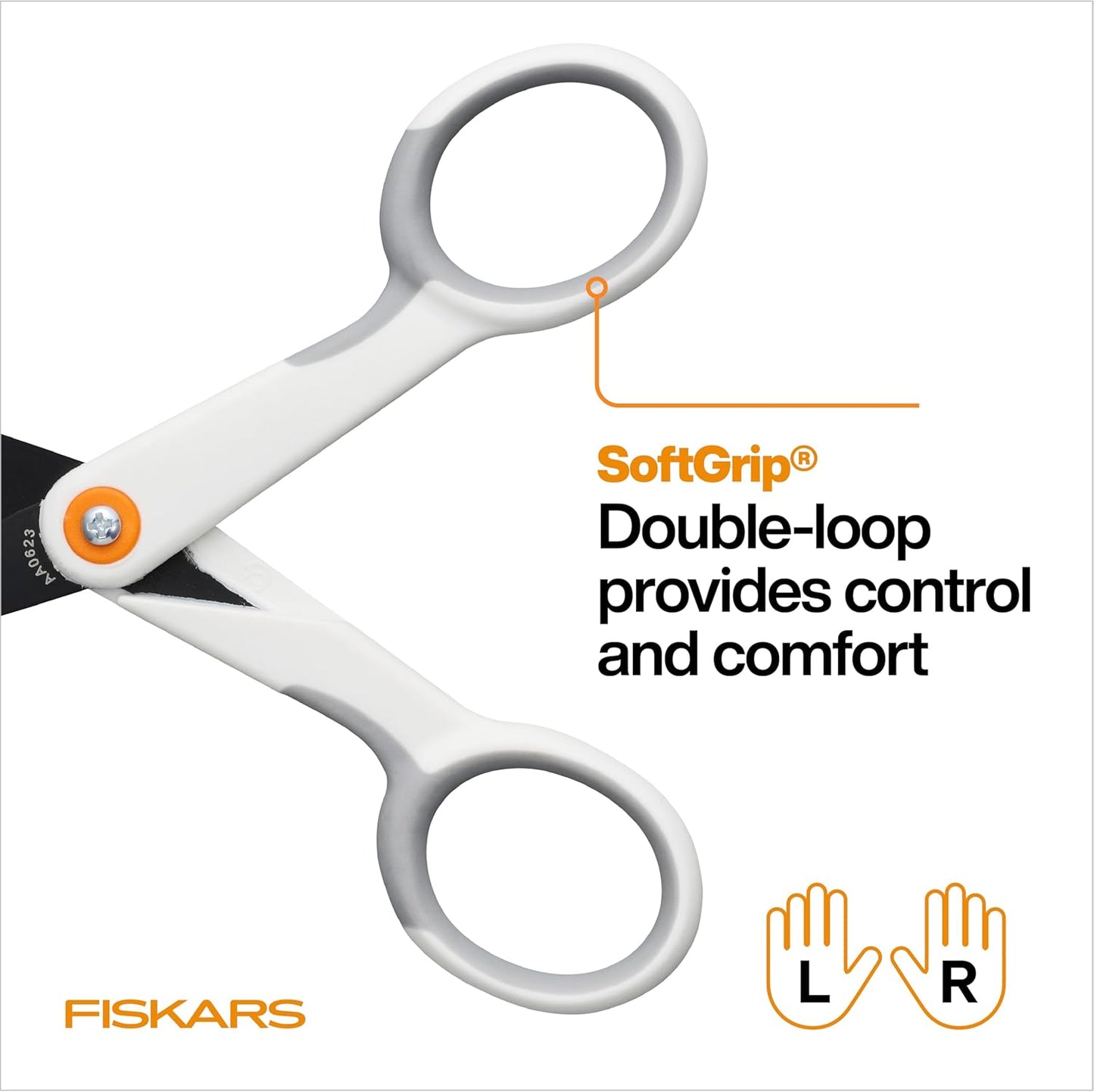 Premier No. 5 Micro-Tip Orange-Handled Fabric Scissors, Double Loop Handle, Sewing and Craft Scissors, Orange