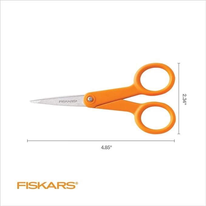 Premier No. 5 Micro-Tip Orange-Handled Fabric Scissors, Double Loop Handle, Sewing and Craft Scissors, Orange