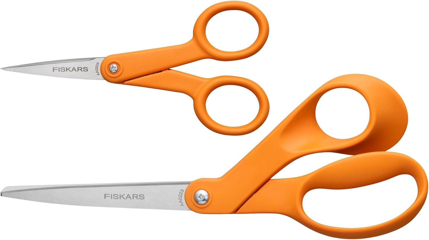 Premier No. 5 Micro-Tip Orange-Handled Fabric Scissors, Double Loop Handle, Sewing and Craft Scissors, Orange