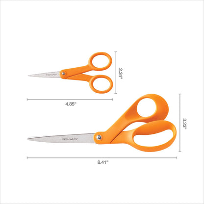 Premier No. 5 Micro-Tip Orange-Handled Fabric Scissors, Double Loop Handle, Sewing and Craft Scissors, Orange