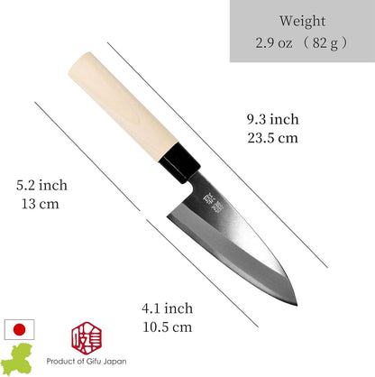 Seki Japan Japanese Seki SANBONSUGI Sushi Chef Knife, Sashimi Small Deba Knife, Magnolia Wood Handle, 105 mm (4.1 in) White Steel #2 (Shirogami #2)