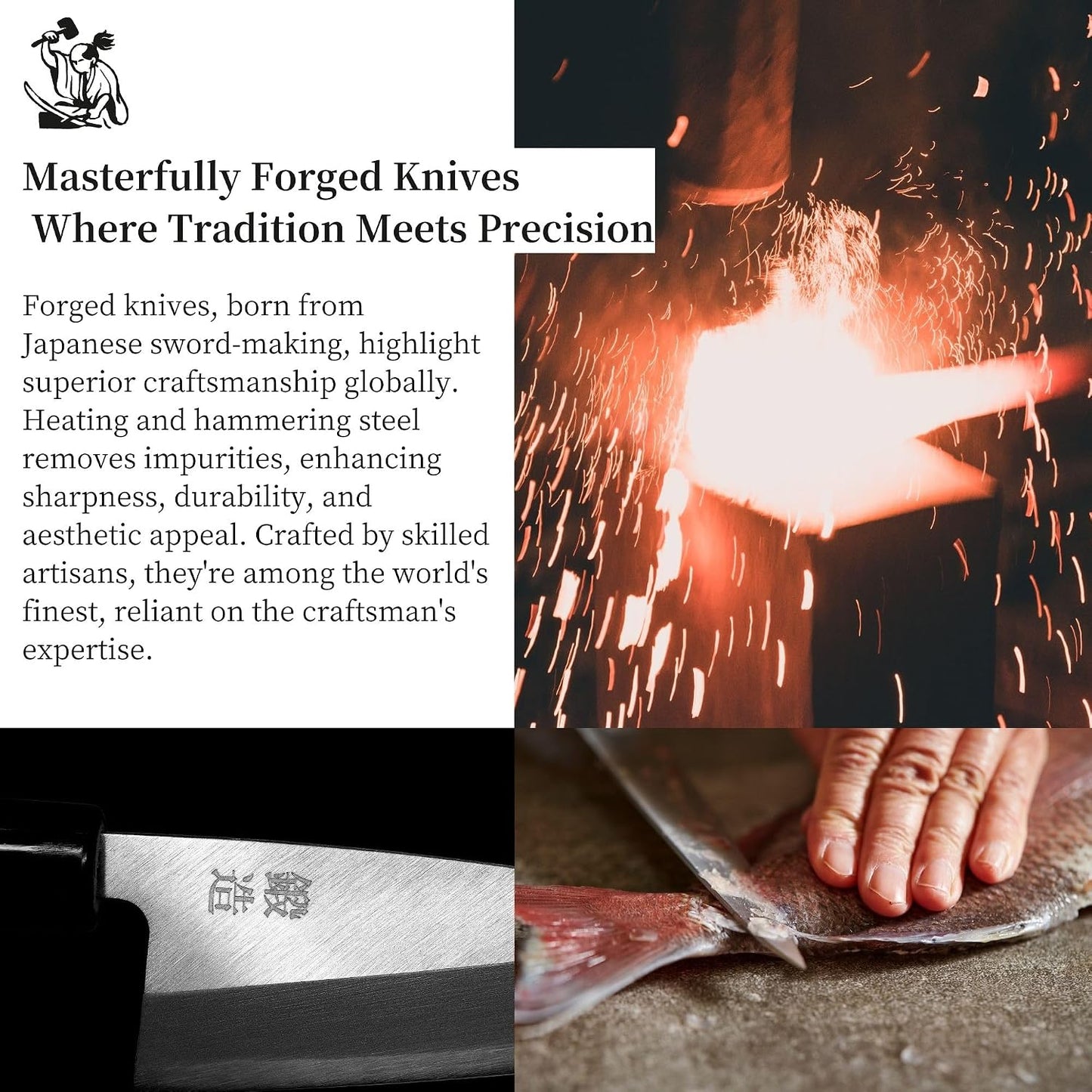 Seki Japan Japanese Seki SANBONSUGI Sushi Chef Knife, Sashimi Small Deba Knife, Magnolia Wood Handle, 105 mm (4.1 in) White Steel #2 (Shirogami #2)