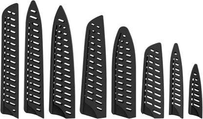 8pcs Kitchen Safety Knife Covers Knife Sheath Universal Knives Guards Set Sleeves Blade Protector Black Knives Sheath for Paring Utility Bread Carving Chef 8" 7" 6.5" 5.5" 5.3" 3.5"
