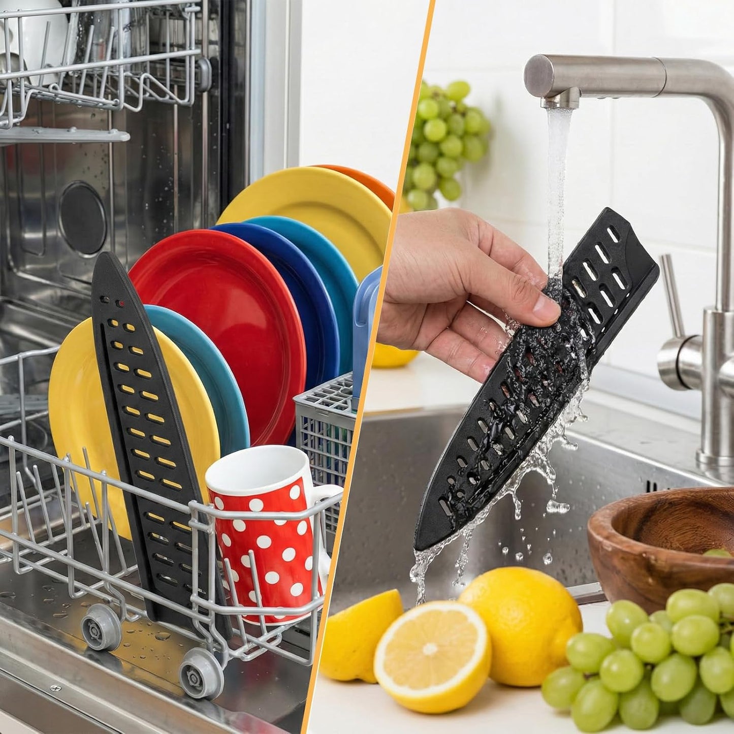 8pcs Kitchen Safety Knife Covers Knife Sheath Universal Knives Guards Set Sleeves Blade Protector Black Knives Sheath for Paring Utility Bread Carving Chef 8" 7" 6.5" 5.5" 5.3" 3.5"
