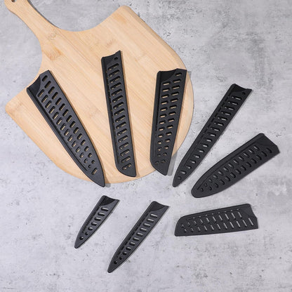 8pcs Kitchen Safety Knife Covers Knife Sheath Universal Knives Guards Set Sleeves Blade Protector Black Knives Sheath for Paring Utility Bread Carving Chef 8" 7" 6.5" 5.5" 5.3" 3.5"
