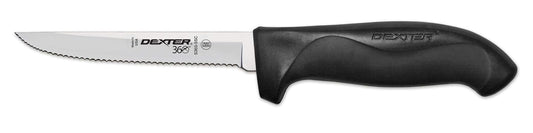 S360-5SC-PCP Utility Knife, 5" Scalloped Serrated Edge Blade, DEXSTEEL High Carbon Stain-Free Steel, Black Polypropylene Santoprene Handle, NSF Certified, Multipurpose Kitchen Knife