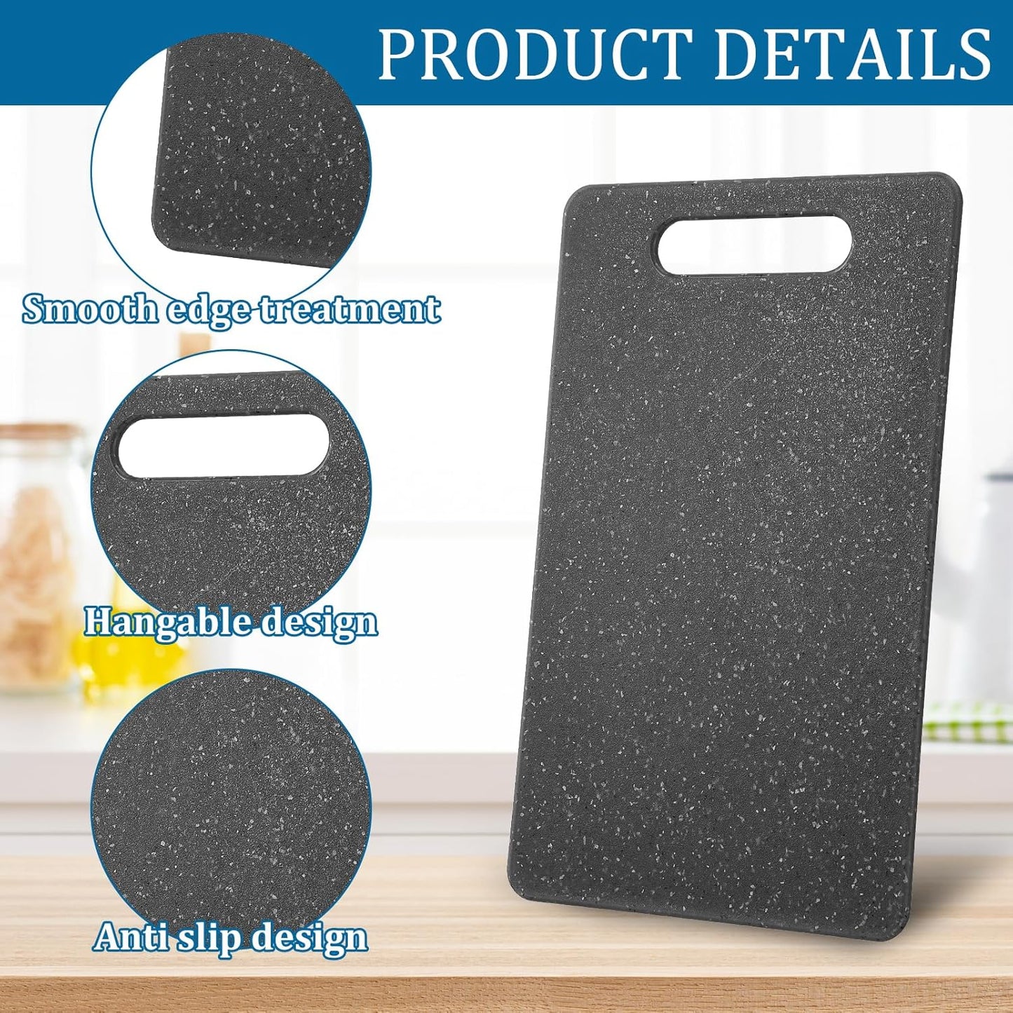 6 Pcs Small Cutting Board for Kitchen, 6" x 10", Plastic Cutting Boards Set with Easy Grip Handle Mini Cutting Board Mat Set, Dishwasher Safe, Cutting Mat Pad for Food Fruits Prep (Black)