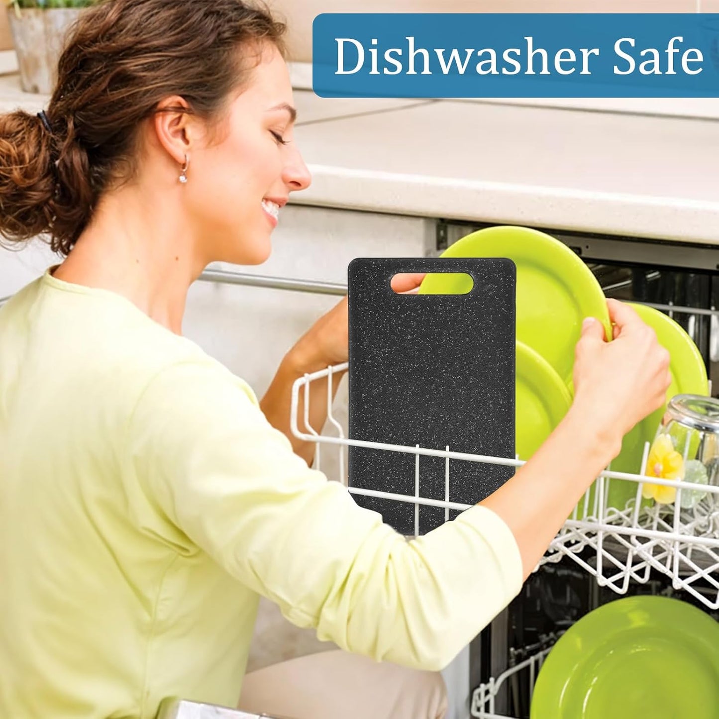 6 Pcs Small Cutting Board for Kitchen, 6" x 10", Plastic Cutting Boards Set with Easy Grip Handle Mini Cutting Board Mat Set, Dishwasher Safe, Cutting Mat Pad for Food Fruits Prep (Black)