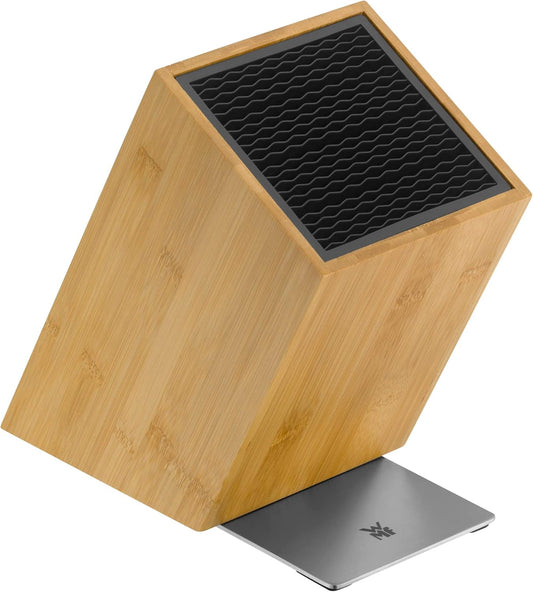 Knife Block Empty without Knife Flextec Insert, Bamboo Light, Bamboo Wood, High Performance Plastic, Suitable for up to 15 Kitchen Knives, Cromargan Stainless Steel