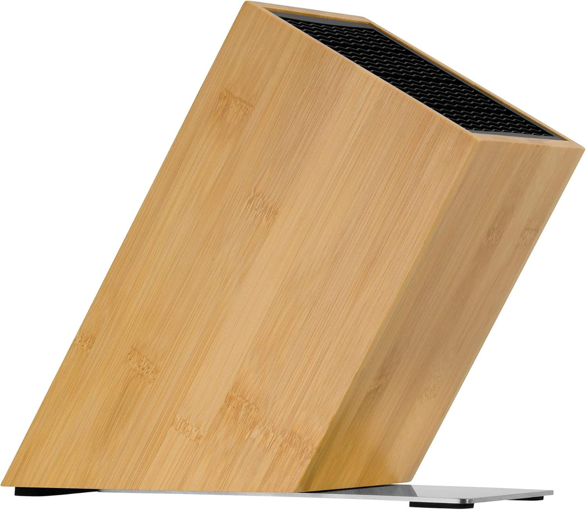 Knife Block Empty without Knife Flextec Insert, Bamboo Light, Bamboo Wood, High Performance Plastic, Suitable for up to 15 Kitchen Knives, Cromargan Stainless Steel