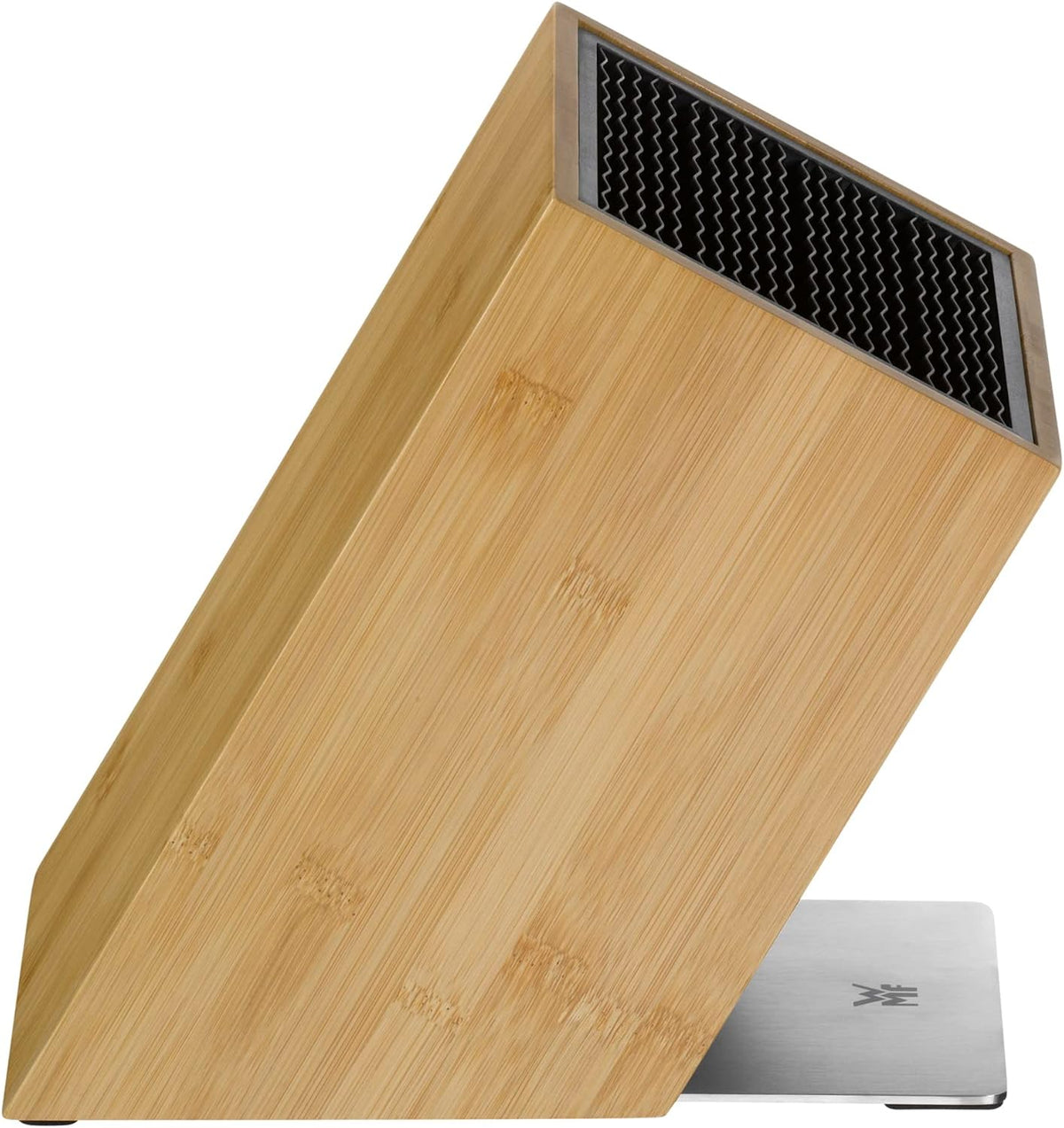 Knife Block Empty without Knife Flextec Insert, Bamboo Light, Bamboo Wood, High Performance Plastic, Suitable for up to 15 Kitchen Knives, Cromargan Stainless Steel