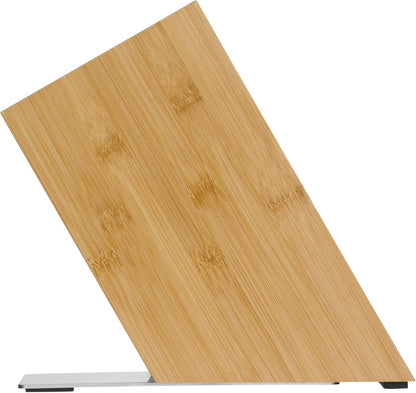 Knife Block Empty without Knife Flextec Insert, Bamboo Light, Bamboo Wood, High Performance Plastic, Suitable for up to 15 Kitchen Knives, Cromargan Stainless Steel