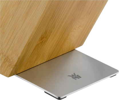 Knife Block Empty without Knife Flextec Insert, Bamboo Light, Bamboo Wood, High Performance Plastic, Suitable for up to 15 Kitchen Knives, Cromargan Stainless Steel
