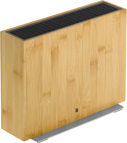 Knife Block Empty without Knife Flextec Insert, Bamboo Light, Bamboo Wood, High Performance Plastic, Suitable for up to 15 Kitchen Knives, Cromargan Stainless Steel