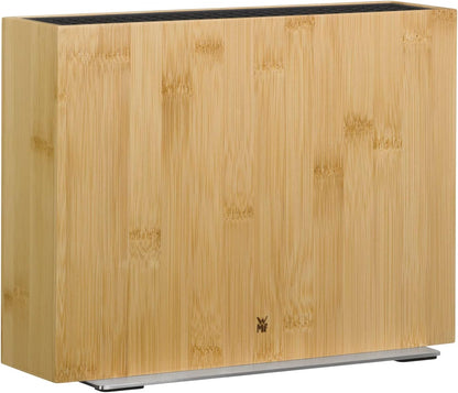 Knife Block Empty without Knife Flextec Insert, Bamboo Light, Bamboo Wood, High Performance Plastic, Suitable for up to 15 Kitchen Knives, Cromargan Stainless Steel