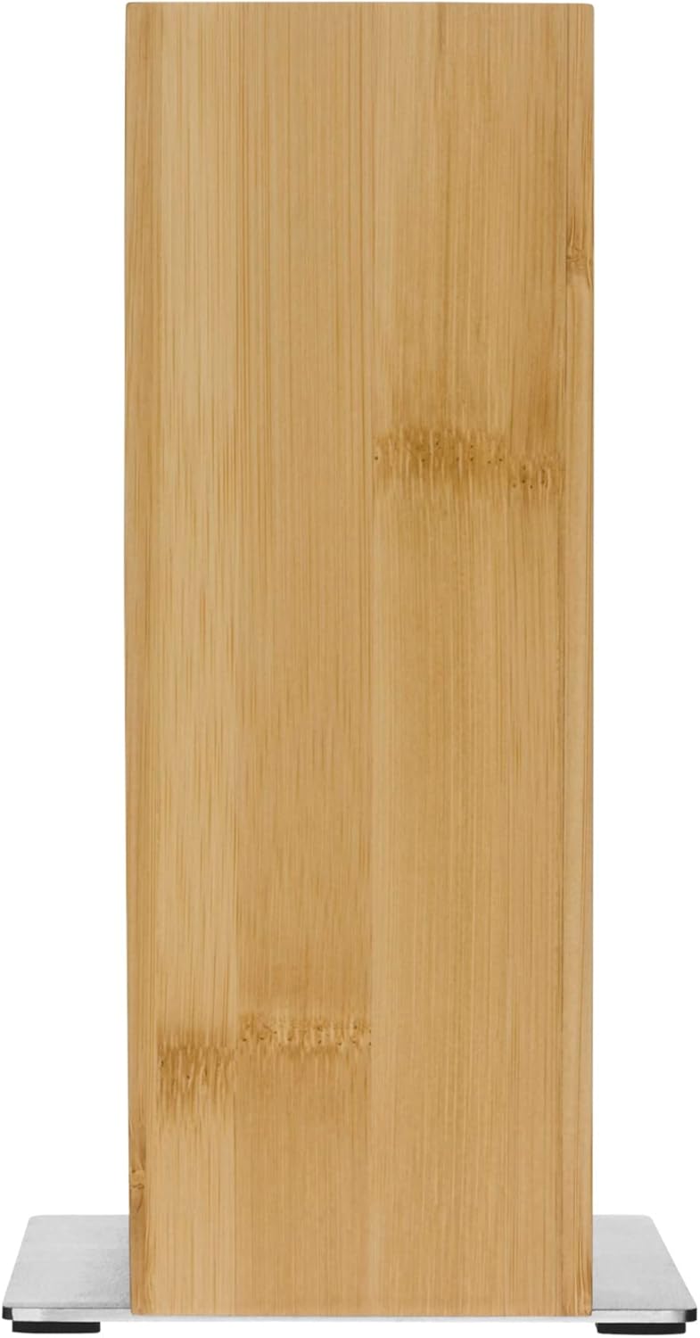 Knife Block Empty without Knife Flextec Insert, Bamboo Light, Bamboo Wood, High Performance Plastic, Suitable for up to 15 Kitchen Knives, Cromargan Stainless Steel