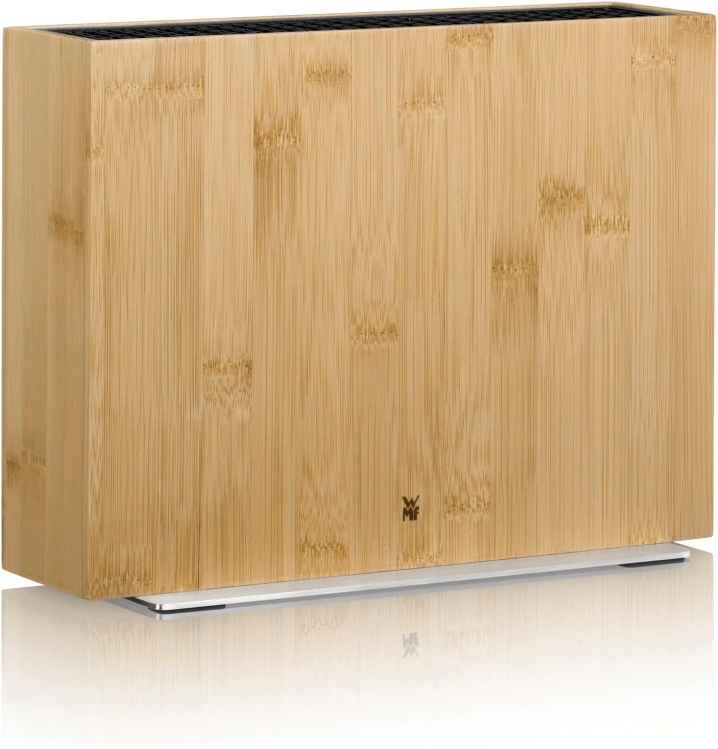 Knife Block Empty without Knife Flextec Insert, Bamboo Light, Bamboo Wood, High Performance Plastic, Suitable for up to 15 Kitchen Knives, Cromargan Stainless Steel