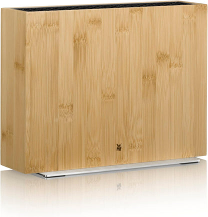 Knife Block Empty without Knife Flextec Insert, Bamboo Light, Bamboo Wood, High Performance Plastic, Suitable for up to 15 Kitchen Knives, Cromargan Stainless Steel