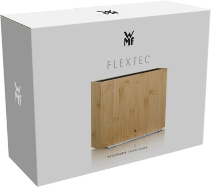 Knife Block Empty without Knife Flextec Insert, Bamboo Light, Bamboo Wood, High Performance Plastic, Suitable for up to 15 Kitchen Knives, Cromargan Stainless Steel