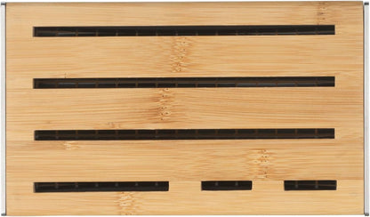 Knife Block Empty without Knife Flextec Insert, Bamboo Light, Bamboo Wood, High Performance Plastic, Suitable for up to 15 Kitchen Knives, Cromargan Stainless Steel