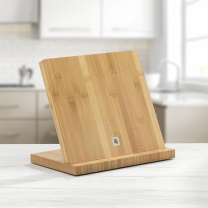Knife Block Empty without Knife Flextec Insert, Bamboo Light, Bamboo Wood, High Performance Plastic, Suitable for up to 15 Kitchen Knives, Cromargan Stainless Steel
