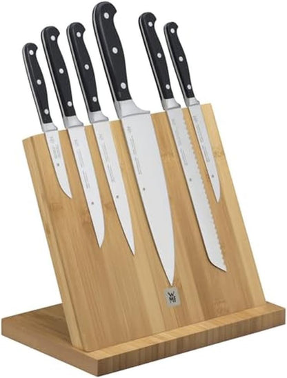 Knife Block Empty without Knife Flextec Insert, Bamboo Light, Bamboo Wood, High Performance Plastic, Suitable for up to 15 Kitchen Knives, Cromargan Stainless Steel