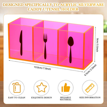 Acrylic Cutlery Storage Organizer Bin Silverware Caddy Countertop Knife Spoon and Fork Holder Kitchen 3 Section Tableware Storage Box for Cabinet Indoor Home Flatware Dining Room (Black,M)