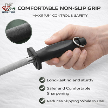 12-Inch Honing Rod for Kitchen Knives – Stainless Steel Knife Sharpening Rod with Ergonomic Handle, Professional Knife Sharpener Stick (12)