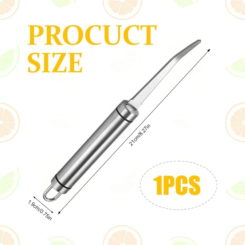 1PCS Grapefruit Knife Kiwi Fruit Silver Orange Peeler Tool Curved Grapefruit Peeler with Serrated Edge for Orange and Potato Peeler Vegetable Peeler Curved Carving Tool for Kiwi Mango Citrus Fruit