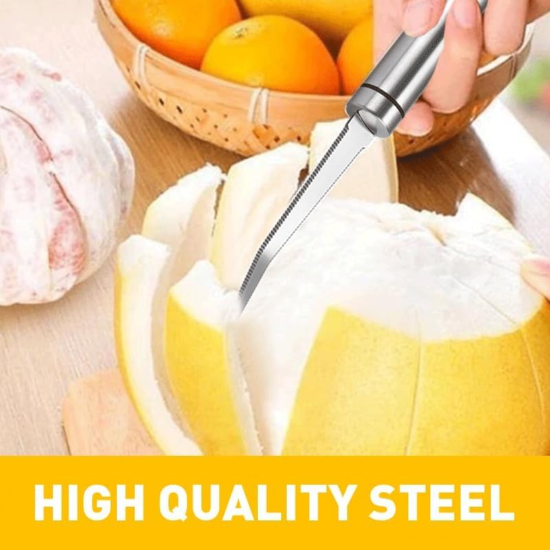 1PCS Grapefruit Knife Kiwi Fruit Silver Orange Peeler Tool Curved Grapefruit Peeler with Serrated Edge for Orange and Potato Peeler Vegetable Peeler Curved Carving Tool for Kiwi Mango Citrus Fruit
