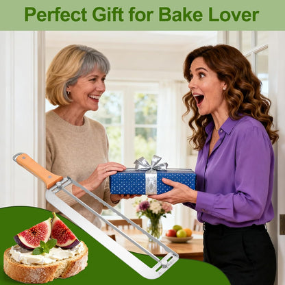 Adjustable Bread Slicer for Homemade Bread New Manual Sourdough Bread Knife | Bread Bow Cutter with Thickness Guide Stainless Steel Serrated Blade for Baguettes Bagels, Ideal Gift for Baker