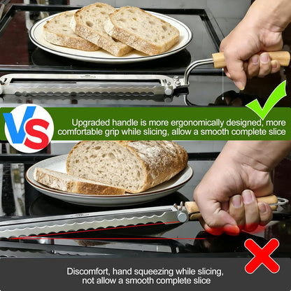Adjustable Bread Slicer for Homemade Bread New Manual Sourdough Bread Knife | Bread Bow Cutter with Thickness Guide Stainless Steel Serrated Blade for Baguettes Bagels, Ideal Gift for Baker