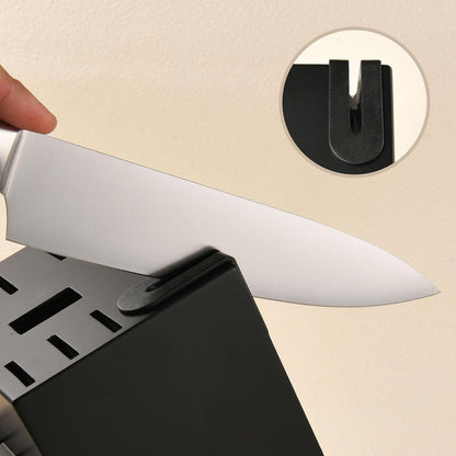 Knife Set, 15-Piece Kitchen Knife Block Sets with Built-in Sharpener, German Stainless Steel Knife Block Set, Dishwasher Safe