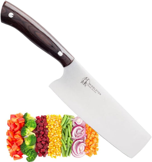 Echo 6 Inch Nakiri Knife, AEB-L USA Stainless, Walnut | Traditional Japanese 6inch vegetable blade delivers exceptional accuracy and speed when cutting greens or raw produce.