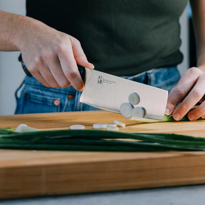 Echo 6 Inch Nakiri Knife, AEB-L USA Stainless, Walnut | Traditional Japanese 6inch vegetable blade delivers exceptional accuracy and speed when cutting greens or raw produce.