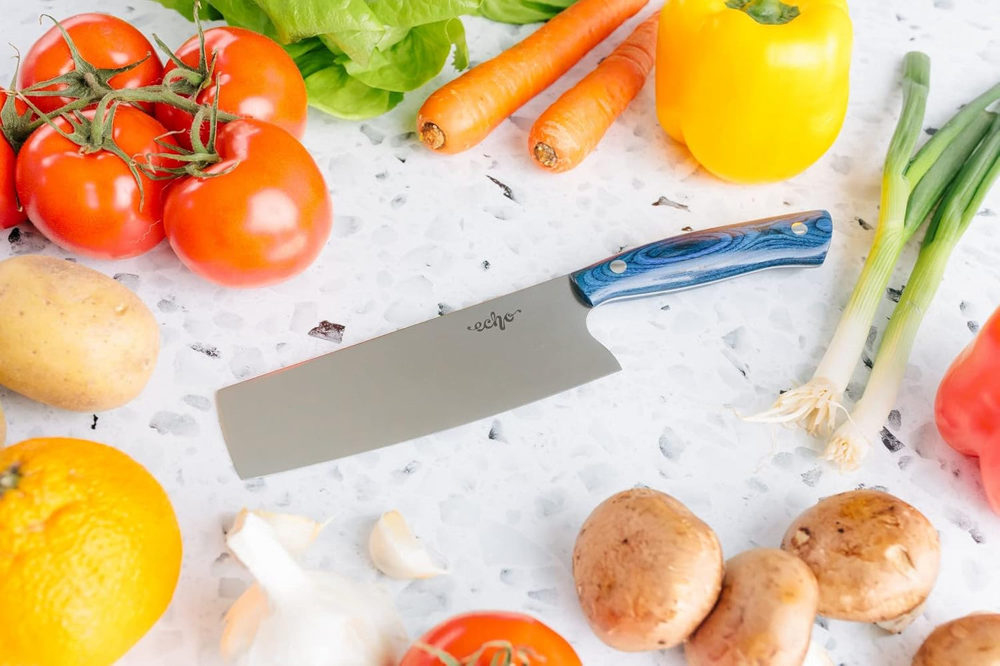 Echo 6 Inch Nakiri Knife, AEB-L USA Stainless, Walnut | Traditional Japanese 6inch vegetable blade delivers exceptional accuracy and speed when cutting greens or raw produce.