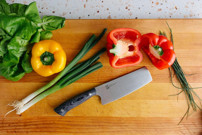 Echo 6 Inch Nakiri Knife, AEB-L USA Stainless, Walnut | Traditional Japanese 6inch vegetable blade delivers exceptional accuracy and speed when cutting greens or raw produce.