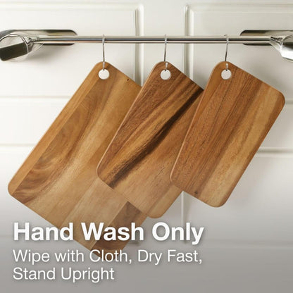 Acacia Cutting Board Set with Juice Grooves and Partitions for Serving, 3-Piece- Wood Chopping Boards, Stackable & Reversible for Kitchen, Non-Toxic, Perfect as Butcher Block Countertop, Atelier