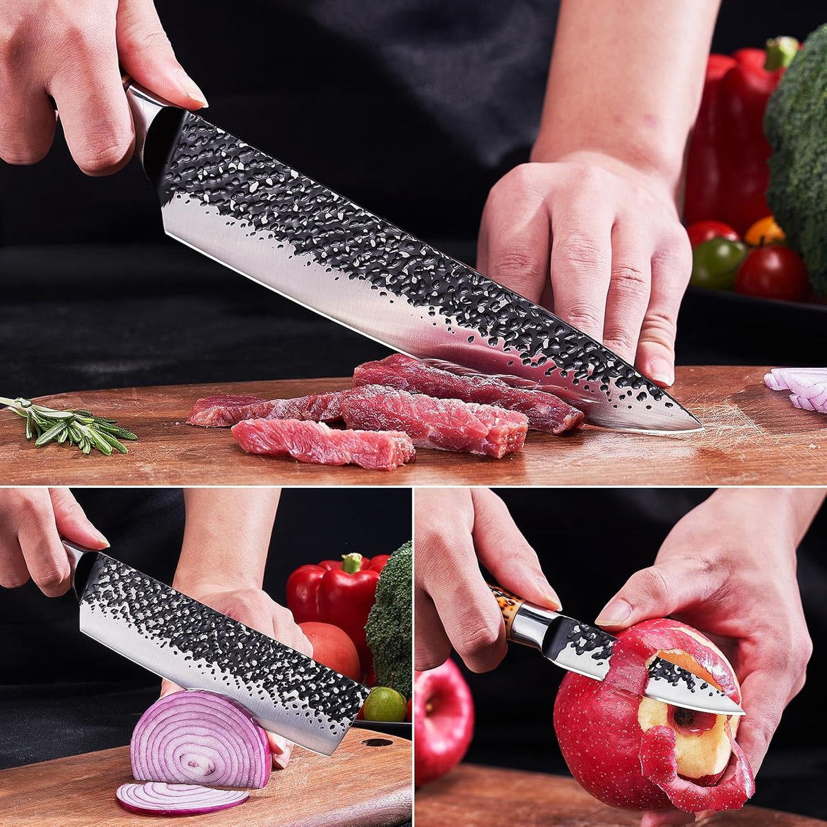 Kitchen Knife Set 3 PCS, Hand Forged Japanese Chef Knife Set