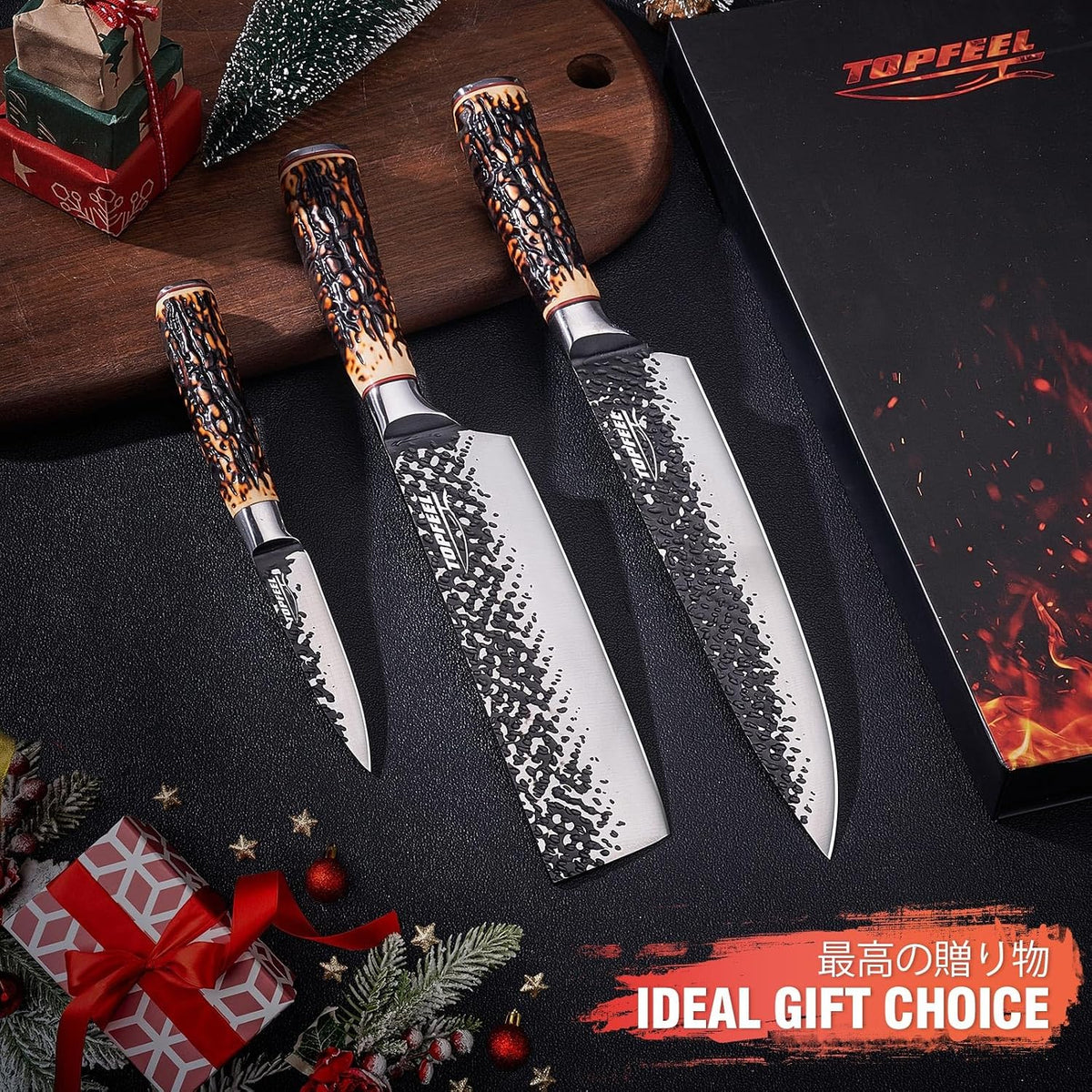 Kitchen Knife Set 3 PCS, Hand Forged Japanese Chef Knife Set