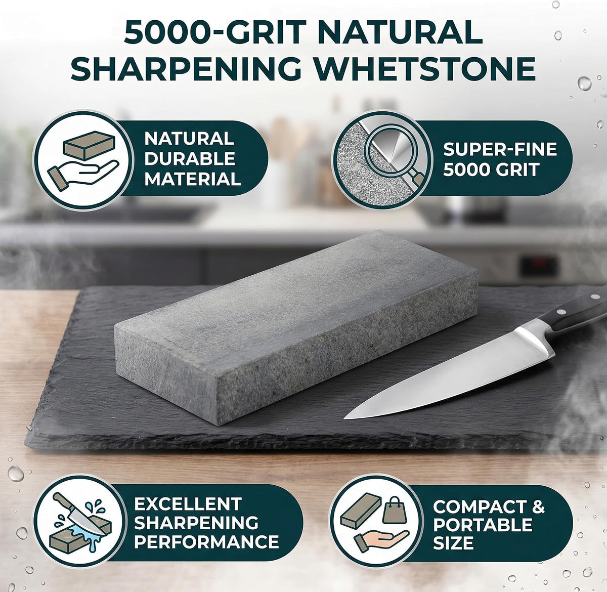 5000 Grit Whetstone Sharpener Knife Whetstone Knife Sharpening Water Kitchen Wet Stone Sharpener Grit for Knives Blades Scissors Cutting Tool