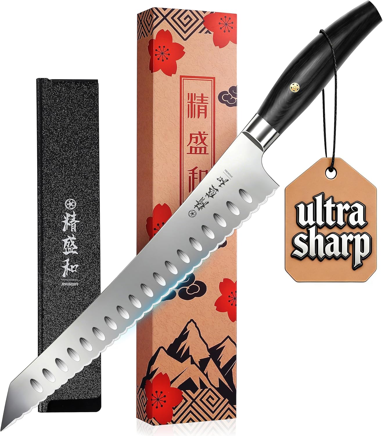 Bread Knife for Homemade Bread,Serrated Blade 8 in with Cover | Offset Handle, Outward-Curved Edge for Clean Even Slices, Slicer Cuts Sourdough, Bagels, Ham, Pineapple, Ideal Gift