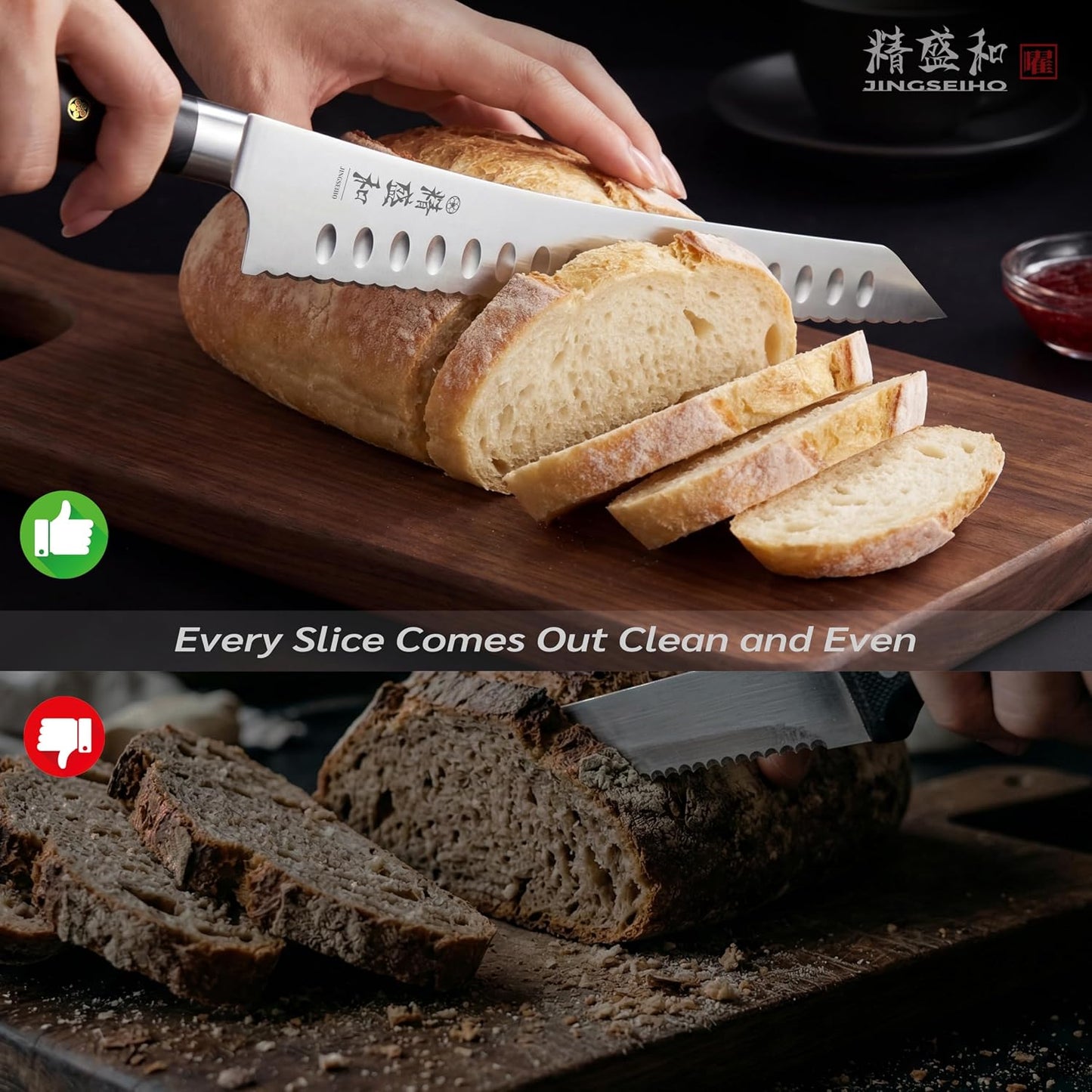 Bread Knife for Homemade Bread,Serrated Blade 8 in with Cover | Offset Handle, Outward-Curved Edge for Clean Even Slices, Slicer Cuts Sourdough, Bagels, Ham, Pineapple, Ideal Gift