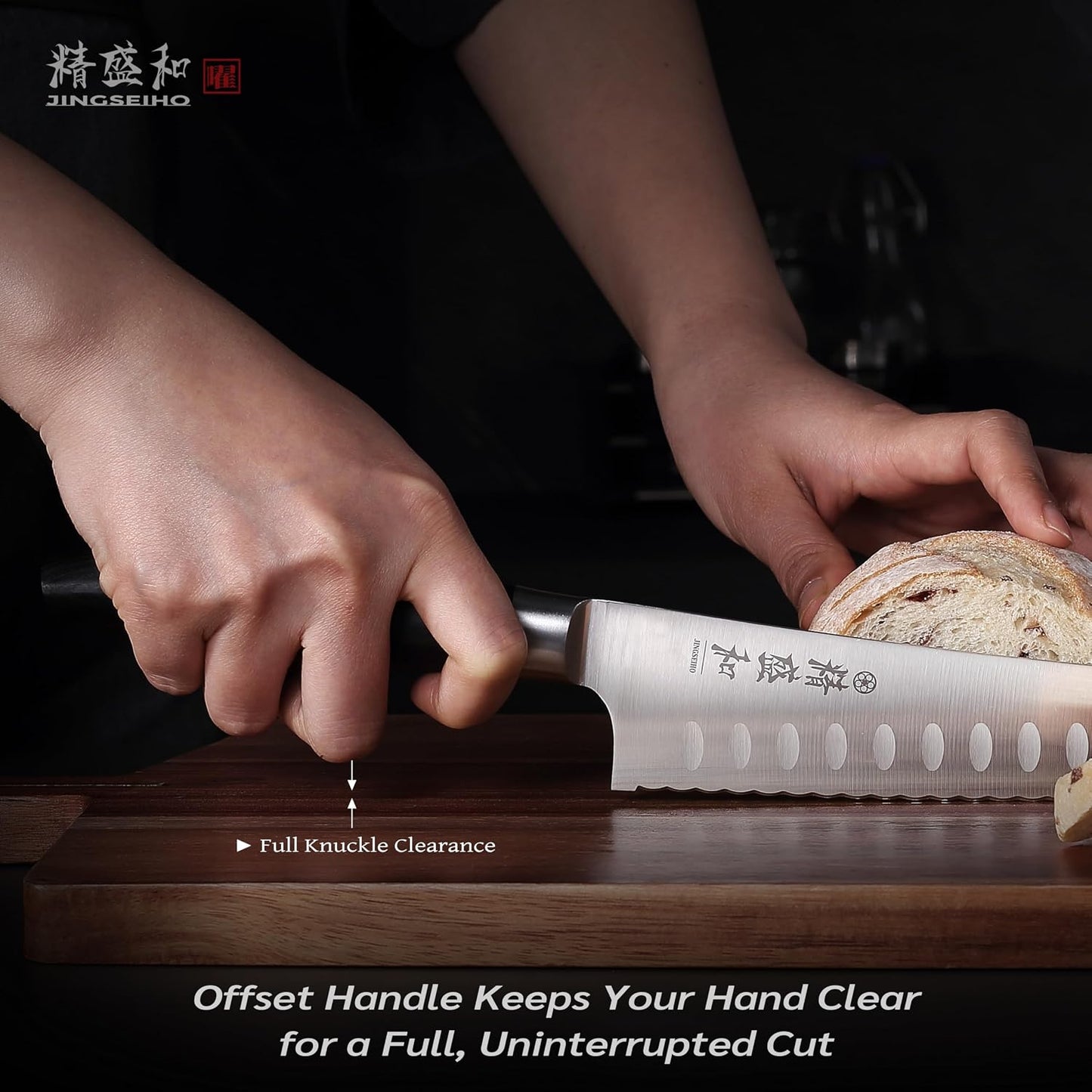 Bread Knife for Homemade Bread,Serrated Blade 8 in with Cover | Offset Handle, Outward-Curved Edge for Clean Even Slices, Slicer Cuts Sourdough, Bagels, Ham, Pineapple, Ideal Gift