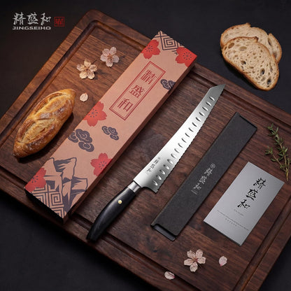 Bread Knife for Homemade Bread,Serrated Blade 8 in with Cover | Offset Handle, Outward-Curved Edge for Clean Even Slices, Slicer Cuts Sourdough, Bagels, Ham, Pineapple, Ideal Gift