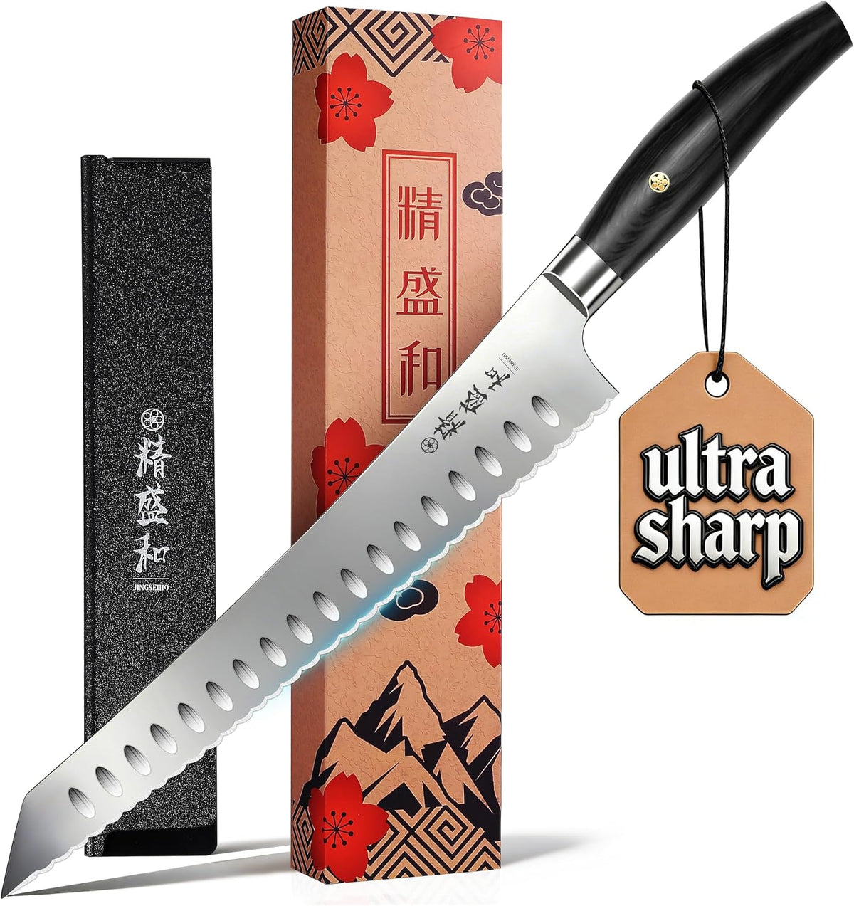Bread Knife for Homemade Bread,Serrated Blade 8 in with Cover | Offset Handle, Outward-Curved Edge for Clean Even Slices, Slicer Cuts Sourdough, Bagels, Ham, Pineapple, Ideal Gift