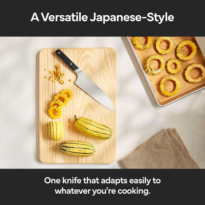 Japanese Santoku Chef Knife - 7.5 Inch High Carbon Stainless Steel - Classic Japanese Knife Design for Cutting, Slicing, and Chopping - Razor Sharp Japanese Style Kitchen Knife, Black